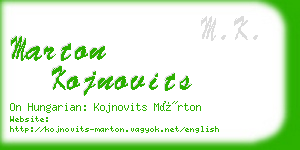 marton kojnovits business card